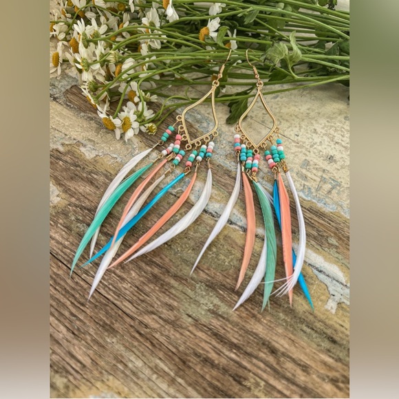 Rooted Home Mercantile Jewelry - Beautiful Wispy Feather Earrings
